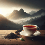 Porcelain cup of Uva Premium Black Tea with loose leaf tea