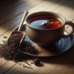 Assam Black Tea loose leaves and brewed cup