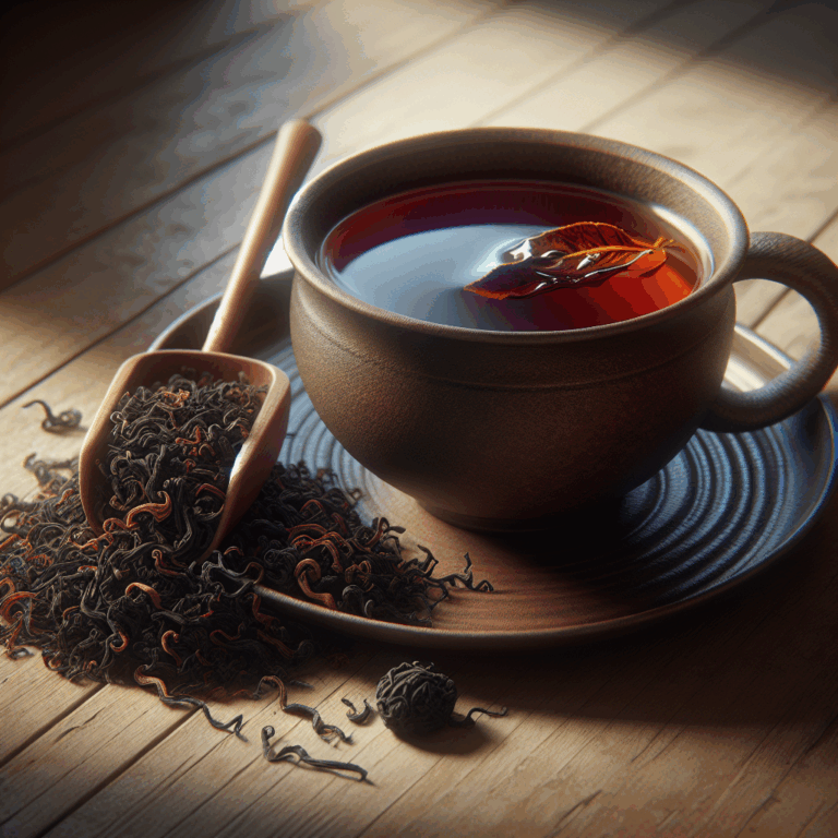 Assam Black Tea loose leaves and brewed cup