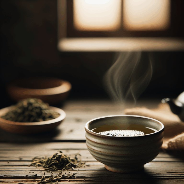 A beautifully presented cup of Gyokuro Green Tea tea